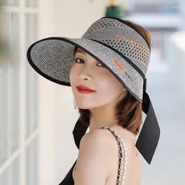 Wide Brim Hats Women Fashion Summer Embroidery Leaf Foldable Straw Female Empty Sun Hat Beach Caps