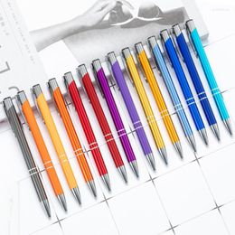 Lot 50pcs Oblique Top Dual Ring Metal Ball Pen Colour Anodized Custom Logo Display Promote Gift Personalised Advertise Giveaway