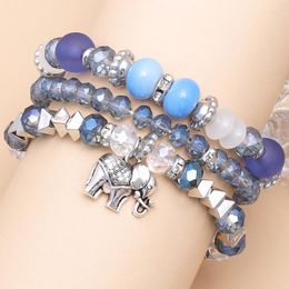 Charm Bracelets ZOSHI Trendy Crystal Beads Bracelet Set For Women Multilayer Beaded Silver Plated Elephant Pendant Bangles Jewellery