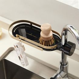Organisation Kitchen Sink Drain Rack Sponge Holder Faucet Rack With Rag Holder Carbon Steel Shampoo Soap Drainer Shelf Bathroom Accessories