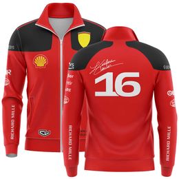 2023 Fashion F1 Men's Hoodie Jackets Sweatshirt Formula One Team Racing Zipper Coat Charles Leclerc #16 Sport Oversized