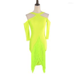 Stage Wear Fringe Latin Dance Dress For Women Latina Practise Green Sumba Clothes Sexy Costume Tap JL1886