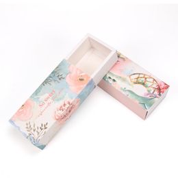 Gift Wrap 50 Pcs Paper Box For Wedding Flower Bridge Kraft Bag With Handle Drawer Cupcake Maccaron Packaging Sweet