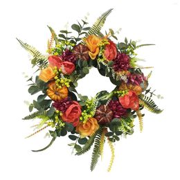 Decorative Flowers Halloween Wreath Door Hanging Wall Decoration Pendant Pumpkin 18 Inch Dried Flower Wreaths