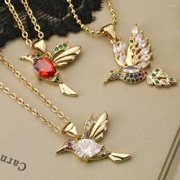 Pendant Necklaces Mafisar Arrival Gold Color Full Zircon Delicate Jewelry Lovely Bird For Women Party Trendy Gift Wholesale