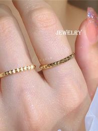Band Rings 2023 Trendy Stainless Steel Gold Color Metal Rivets Ring for Women Men Couple Rings Luxury Brand Jewelry Wedding Gift Z0509