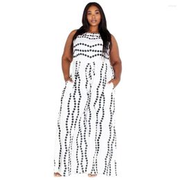 Ethnic Clothing African Clothes Jumpsuit For Women Summer 2023 Sexy Sleeveless O-neck Polyester Plus Size Long L-4XL