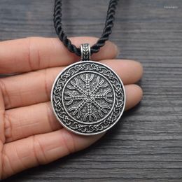 Chains Double Side Round Celtic Knot Compass Necklace Viking Runes Religious Jewellery