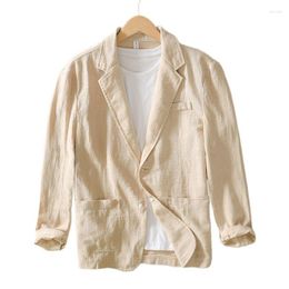 Men's Suits Mens Casual Cotton Linen Blazer Coat 2023 Brand Thin Breathable Safari Fashion Solid Colour Streetwear Clothing