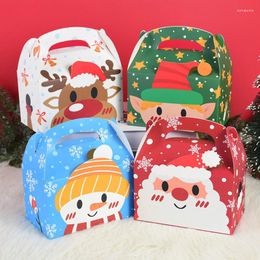 Gift Wrap 4pcs Christmas Paper Box Cartoon Santa Claus Snowman Food Cookie Packaging Bags Boxes Merry Year S