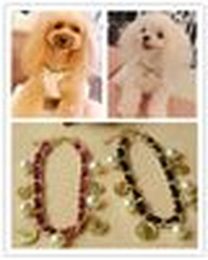 Free shipping pet luxry pearl jewelry dog fashion collar necklace Rose-carmine black two colors1