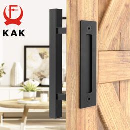 Door Locks KAK 12 inch sliding barn door handle pull rod cabinet flush hardware set wooden door handle indoor furniture handle 230508