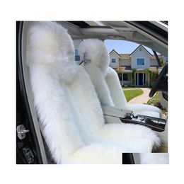 Car Seat Covers Fit Accessories Interior Ers For Sedan Suv Warmer Wool One Piece Front Thick Quality Fur Cushion Mats Women Pink Sin Dhf92