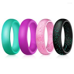 Wedding Rings 1Set(4PCS) 5.7mm Width Simple Silicone Colourful Ring Wear For Fashion Party Women Gift