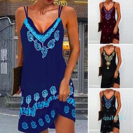 Casual Dresses Everyday Wear Above Knee Deep V Neck Spaghetti Strap Beach Dress