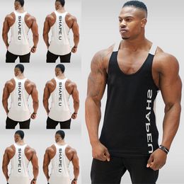 Mens Tank Tops Bodybuilding Fitness Singlets Muscle Vest For Tee Basketball Jersey Solid Gym Stringer Loose 230509