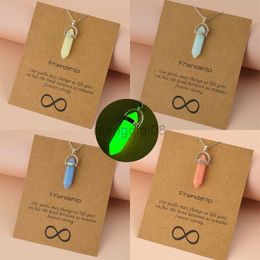 Pendant Necklaces 2023 Trend Luminous Hexagonal Column Octagonal Bead Natural Stone Card Necklace Bullet Female Gift Wholesale Y23