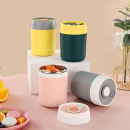 Dinnerware Sets 1 Set 500ml Milk Cup Stainless Steel Solid Color Round Shape Thermal Mug Large Capacity Leakproof Reusable Soup For Student