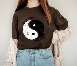 Women's T Shirts Do No Harm T-Shirt Yin Yang Graphic Shirs Hippie Style Tee Women Trendy Casual Cottton 90s Aesthetic Tops