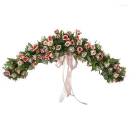 Decorative Flowers 60cm Artificial Silk RoseTwig Base Front Door Lintels Wedding Valentine's Day Decoration