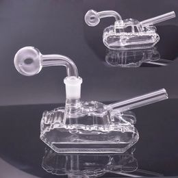 Fashion Tank Glass Oil Burner pipe Hookah Heady Bubbler Pipe Detachable Dab Rigs Beaker Bong with Oil Burner bowls