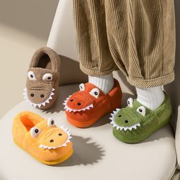 Slipper Non-slip Children Home Slippers Baby Warm Cotton Indoor Shoes Winter Cartoon Dinosaur Kids Slippers Boys Girls Flops Soft 230509