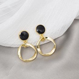 Dangle Earrings Temperament Hepburn Style Black Irregular Geometric Circle Pendant Hanging Modern Fashion Classic Ear Jewellery For Woman