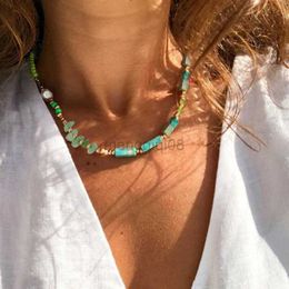 Pendant Necklaces New Bohemia Seed Beaded Natural Stone Choker Necklace for Women Girls Beach Boho Party Trend Jewellery Y23