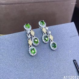 Stud Earrings KJJEAXCMY Fine Jewellery 925 Silver Natural Diopside Girl Selling Ear Support Test Chinese Style