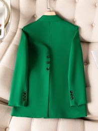 Women's Suits Blazers Khaki Black Green Women Solid Formal Blazer Coat Female Long Sleeve Single Button Straight Jacket For Office Ladies Work Wear 230509