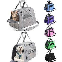 Strollers Portable Breathable Soft Pet Carriers Foldable Cat Dog Carrier Handbag with Locking Safety Zippers Outgoing Travel Pets Handbag