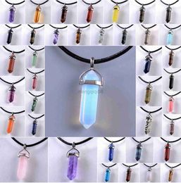 Pendant Necklaces Natural Stone Hexagonal Column Crystal s Women Man Y23