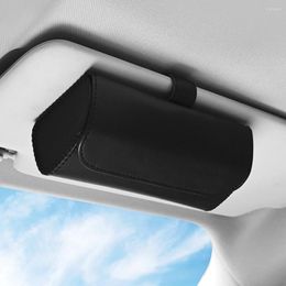 Interior Accessories Sunglasses Holder Lightweight PU Leather Car Glasses Case Universal Back Clamp Solid Sun Visor Mounted