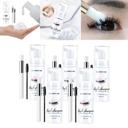 False Eyelashes 5pcs Eyelash Extension Shampoo 50ml Salon Mousse Foam Cleanser Extensions Brush Kit Eye Lash Cleaning FoamFalse