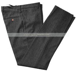 Men s Pants Wol Tweed Setelan Pria Celana Abu abu Coklat Slim Fit Santai Katun Herringbone Panjang Bisnis untuk Pengiring Pernikahan 230509