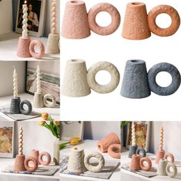 Candle Holders Ceramic Candlestick Holder Nordic Style Light Stand Desktop Ornament For Home Living Room Bedroom Decoration