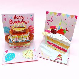 3D Cake Pop-up Happy Birthday Cards Birthday Best Wishes for Her Greeting Cards