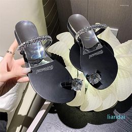 Slippers Casual Flats Crystal Women Clip-toe Flip-flops 2023 Summer Trend Luxury Fashion Sandals Party Shoes Ladies Slides