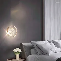 Pendant Lamps Bedside Chandelier Modern Home Decorations Luxury Bedroom Restaurant Bar Creative Ceiling Lights Water Pattern Ring Lamp