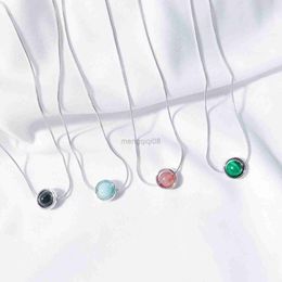 Pendant Necklaces 1PC Multicolor Natural Stone Galaxy Charms Choker Silver Colour Planet Rotatable Women Fashion Jewellery Y23