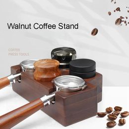 Tools 58mm Walnut Wood Coffee Filter Tamper Holder Espresso Tamper Mat Stand Coffee Maker Support Base Rack Barista Coffee Accessories