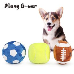 Toys 3pcs Football Dog Toy Set Puppy Chew Tennis Plush Pet Toy Rugby Ball Small Dogs Toys For Cat