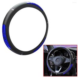 Steering Wheel Covers 1pcs Blue And Black Reflective Longteng Leather Car Cover Without Inner Ring