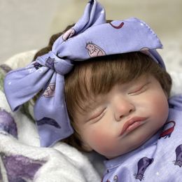 Dolls Bebe Reborn 18 Inch Rosalie Lovely Sleeping Painted Lifelike Doll Toys For Children Muecas 230508