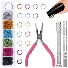 False Nails Dangle Charm Piercing Tool kit about 900Pcs 6mm Jump Rings Metal Punk Design Charms For DIY Art Decor 230509