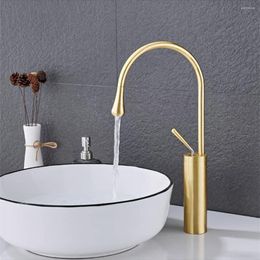 Bathroom Sink Faucets Black/Brushed Gold Brass Basin Faucet High/Low Wash Water Drop Design Tap Nordic Style Mixed Torneira