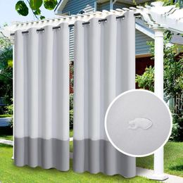 Curtain 2Pcs Outdoor Curtains Waterproof Indoor Blackout Privacy For Patio Pool Hut Pavilion Gazebo Pergola