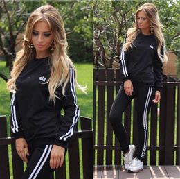 Women's Tracksuits 2 piece set women sexy female leisure 2 piece set women print stripe sports suits tracksuit women clothes vestidos BLK9149 P230506