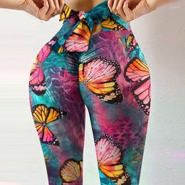 Active Pants Girls Leggings Printed Spandex Athletic Workout Tight Yoga Scrunch Fitness Running Bowknot Legging Womens Activewear 3XL