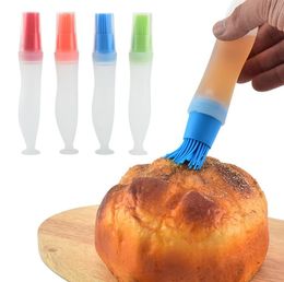 Portable Silicone Oil Bottle with Brush Grill Oil Brushes Liquid Oil Pastry Kitchen Baking BBQ Tool for BBQ